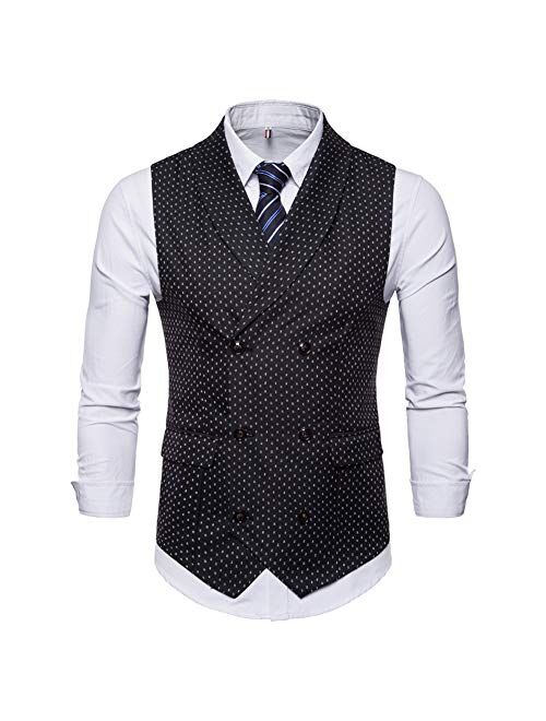 YFFUSHI Mens Slim Fit Dress Vest Plaid/Stripes Formal Premium Button Down Vest Mens Vest Waistcoat