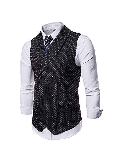 YFFUSHI Mens Slim Fit Dress Vest Plaid/Stripes Formal Premium Button Down Vest Mens Vest Waistcoat