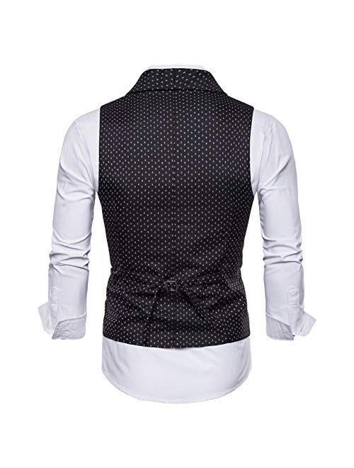 YFFUSHI Mens Slim Fit Dress Vest Plaid/Stripes Formal Premium Button Down Vest Mens Vest Waistcoat