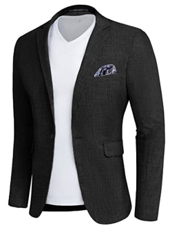 MAGE MALE Men's Slim Fit Blazer Jackets Suit One Button Lightweight Sport Coats Casual Blazer