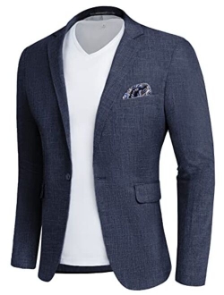 MAGE MALE Men's Slim Fit Blazer Jackets Suit One Button Lightweight Sport Coats Casual Blazer