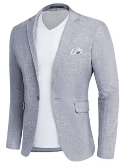 MAGE MALE Men's Slim Fit Blazer Jackets Suit One Button Lightweight Sport Coats Casual Blazer