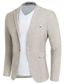 MAGE MALE Men's Slim Fit Blazer Jackets Suit One Button Lightweight Sport Coats Casual Blazer