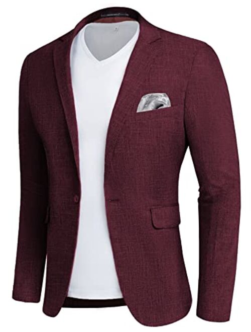 MAGE MALE Men's Slim Fit Blazer Jackets Suit One Button Lightweight Sport Coats Casual Blazer