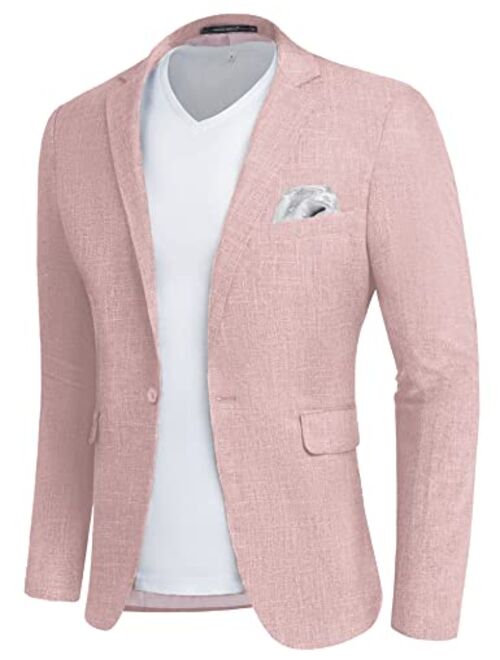 MAGE MALE Men's Slim Fit Blazer Jackets Suit One Button Lightweight Sport Coats Casual Blazer