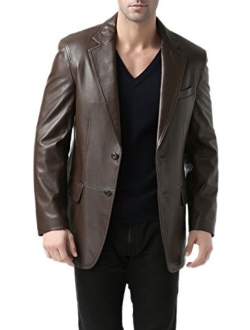 BGSD Men Grant 2-Button Leather Blazer Lambskin Sport Coat Jacket (Regular, Big & Tall and Short)