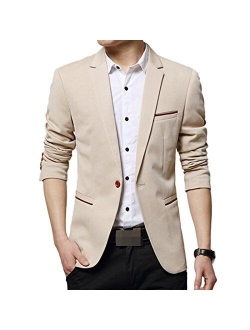 LEOCLOTHO Men's Suit Blazer Business Slim Fit one Button Lightweight Casual Blazer Jacket