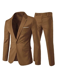 Men's 2-Piece Suits Slim Fit 1 Button Dress Suit Jacket Blazer & Pants Set