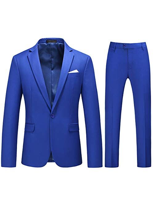 Cloudstyle Men's 2-Piece Suits Slim Fit 1 Button Dress Suit Jacket Blazer & Pants Set