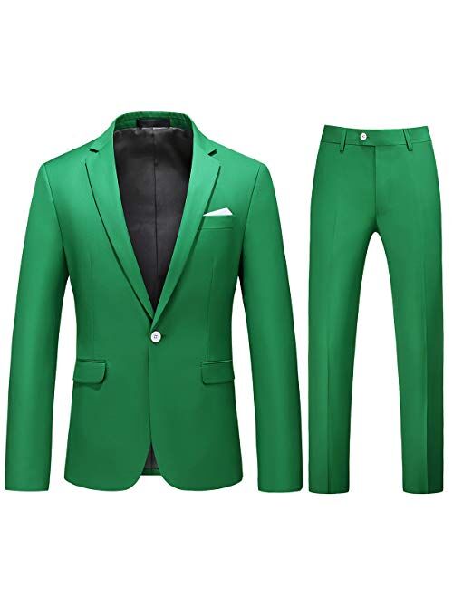 Cloudstyle Men's 2-Piece Suits Slim Fit 1 Button Dress Suit Jacket Blazer & Pants Set