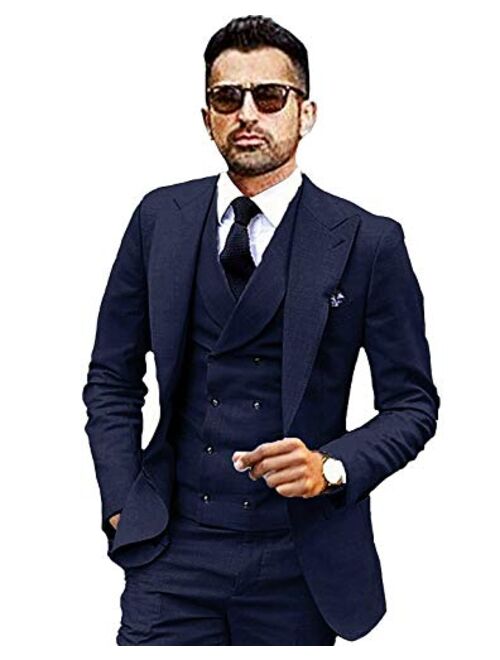 JYDress JY Men's Fashion 3 Pieces Men Suits Wedding Suits for Men Groom Tuxedos