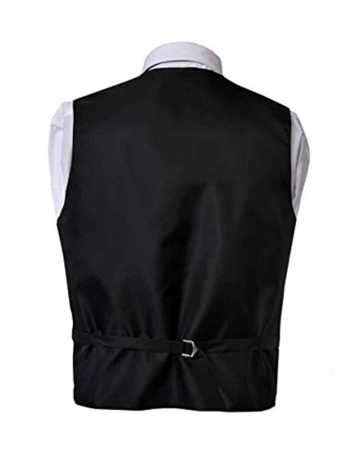 King Formal Wear Men's Premium Solid Vest - Necktie Bow Tie - Pocket Square 4 Piece Set for Suits & Tuxedos