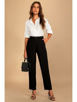 Strictly Business Black High Waisted Trouser Pants