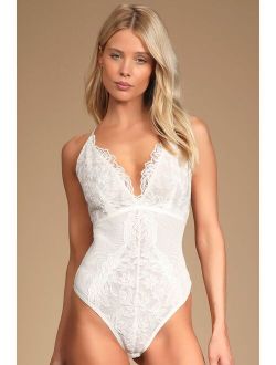 Cherish with Love Ivory Floral Embroidered Sleeveless Bodysuit