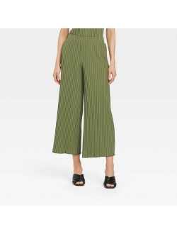 Women's High-Rise Wide Leg Ribbed Ankle Pants - A New Day™