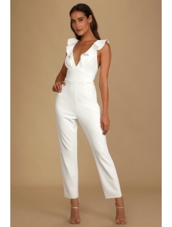 Leilani White Ruffled Jumpsuit