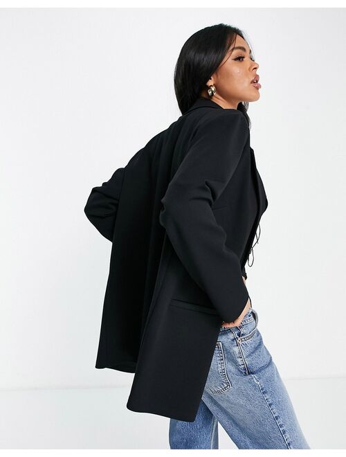 ASOS DESIGN jersey recycled slouchy suit blazer in black