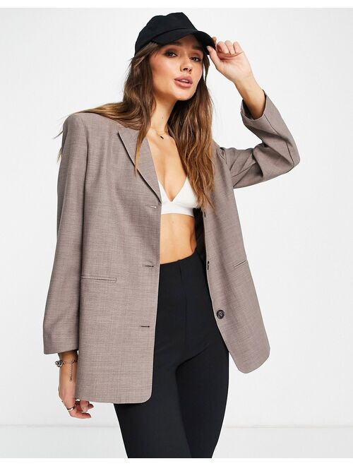 ASOS DESIGN dad blazer in heather brown