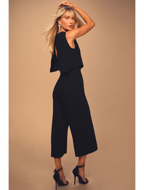 Lulus Glam-bition Black Backless Midi Jumpsuit