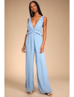 Embrace the Romance White Backless Wide-Leg Jumpsuit