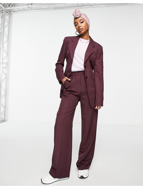 ASOS DESIGN commuter suit blazer in burgundy