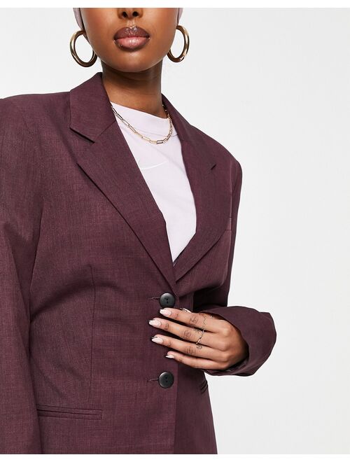 ASOS DESIGN commuter suit blazer in burgundy