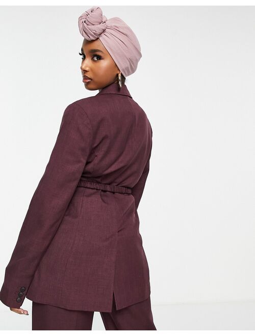 ASOS DESIGN commuter suit blazer in burgundy