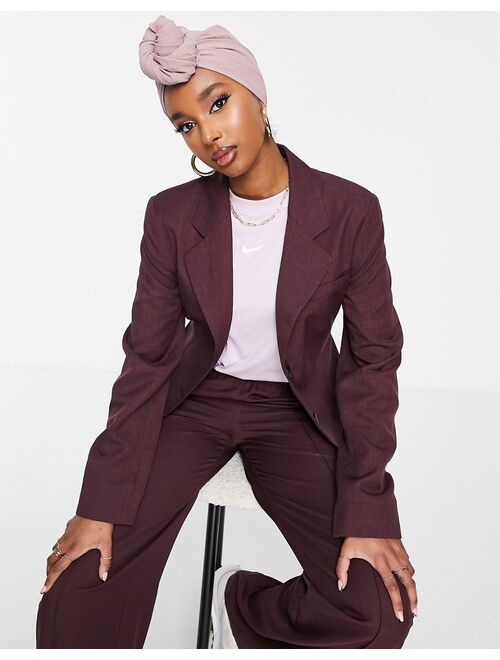 ASOS DESIGN commuter suit blazer in burgundy