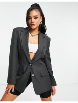 boxy blazer in charcoal