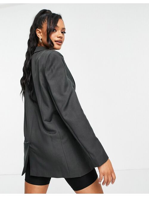 ASOS DESIGN boxy blazer in charcoal