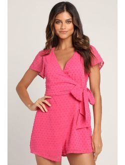 Love for Always Pink Swiss Dot Flutter Sleeve Side-Tie Romper