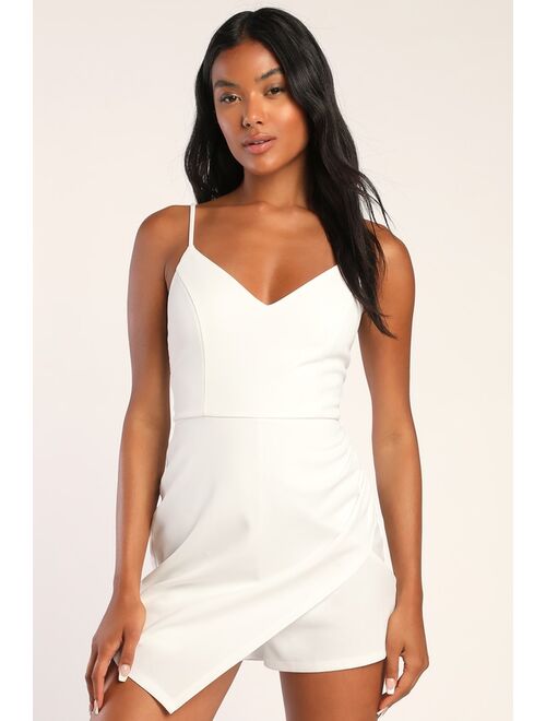 Lulus Flirtier Than Ever White Sleeveless Skort Romper