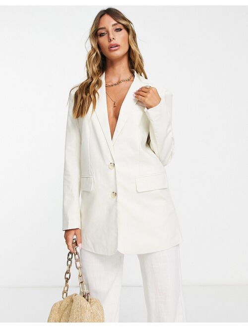 Vila linen touch blazer in cream