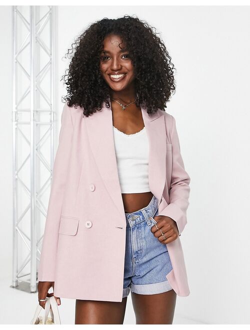 Urban Revivo double breasted blazer in pink