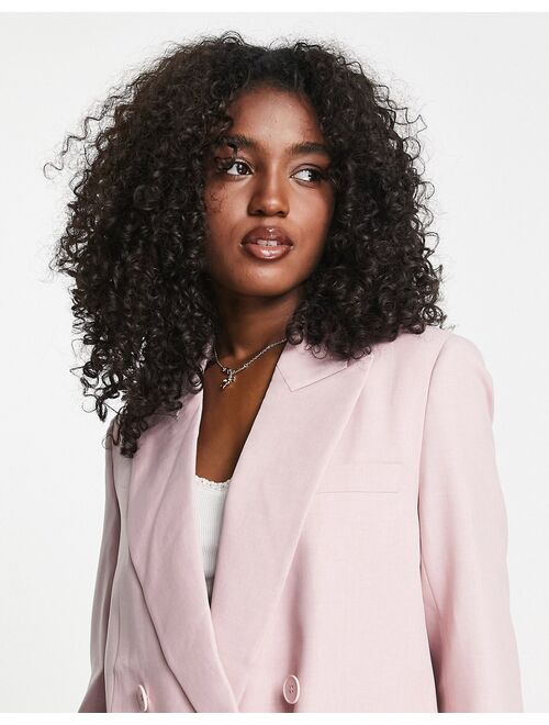 Urban Revivo double breasted blazer in pink