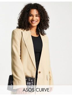 ASOS Curve ASOS DESIGN Curve long line perfect blazer in stone