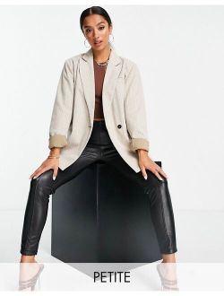 4th & Reckless Petite oversized blazer in beige check