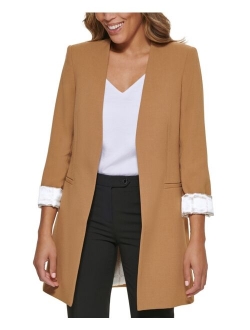 Open Front Roll Sleeve Topper Jacket