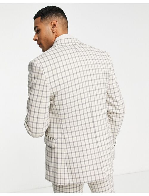 ASOS DESIGN super skinny mix and match stone gingham check suit jacket