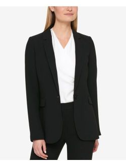 Petite Pick-Stitch Single-Button Blazer