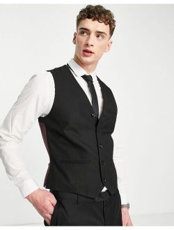 textured suit vest in black