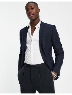 single breasted skinny fit suit blazer with notch lapels in navy