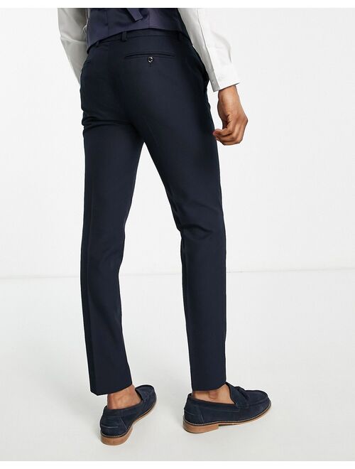 Topman skinny textured suit pants in navy