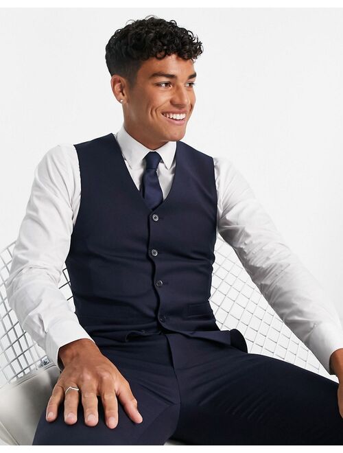 ASOS DESIGN slim suit vest in navy