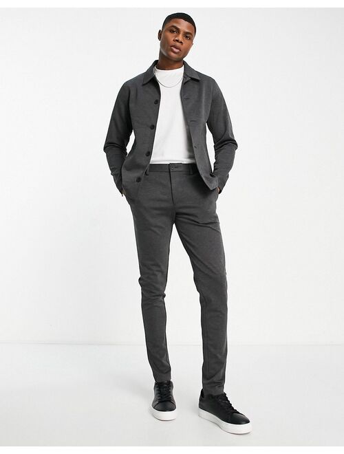 Jack & Jones Premium jersey jacket with slim pants in gray