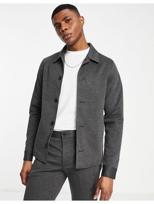 Jack & Jones Premium jersey jacket with slim pants in gray