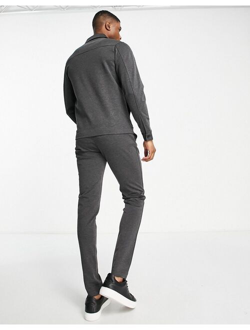 Jack & Jones Premium jersey jacket with slim pants in gray