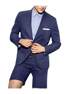 Fitty Lell Men Suit 2 Piece Groom Tuxedo with Short Pants Fashion Business Mens Summer Wear Suits Sets