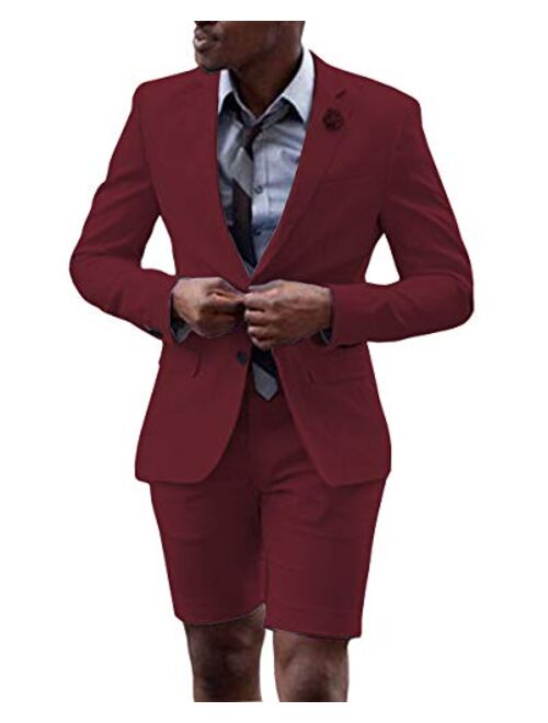 Fitty Lell Men Suit 2 Piece Groom Tuxedo with Short Pants Fashion Business Mens Summer Wear Suits Sets