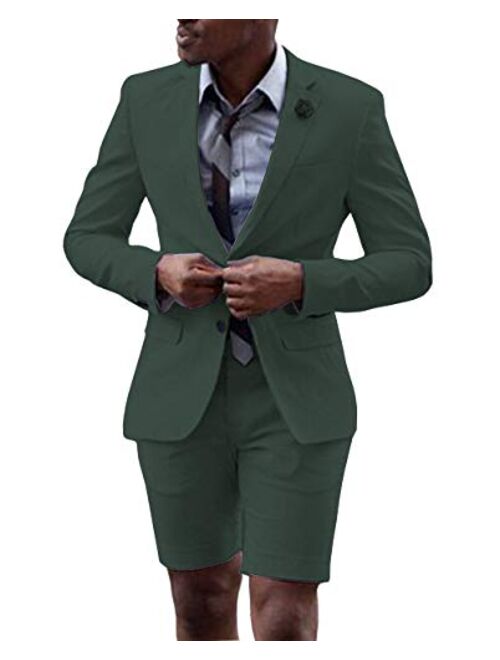 Fitty Lell Men Suit 2 Piece Groom Tuxedo with Short Pants Fashion Business Mens Summer Wear Suits Sets